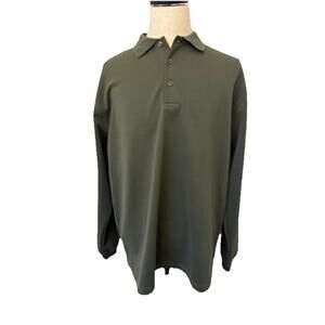 Grand Slam Men's Polo Shirt XLarge Olive Green Long Sleeve Golf Shirt